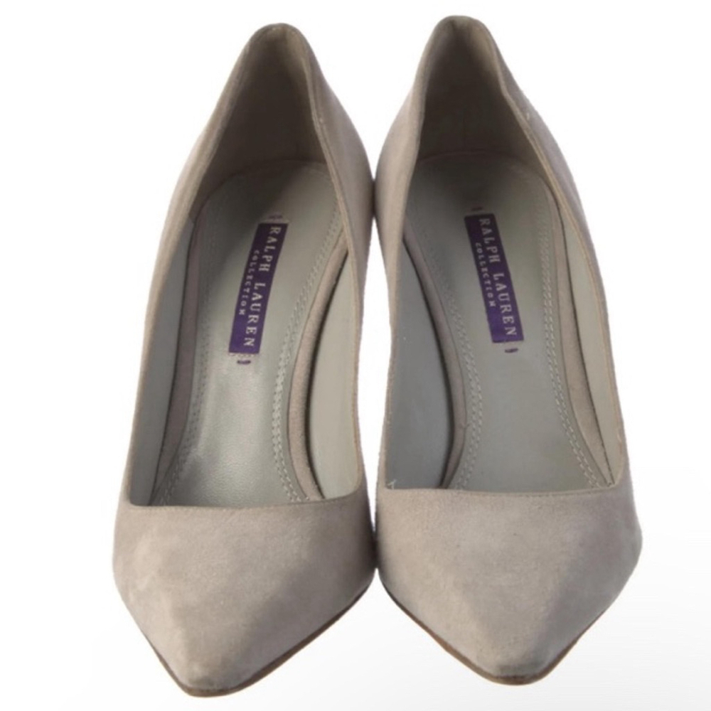RALPH LAUREN COLLECTION | Beige Suede Pointed Toe Heels Size 9.5
